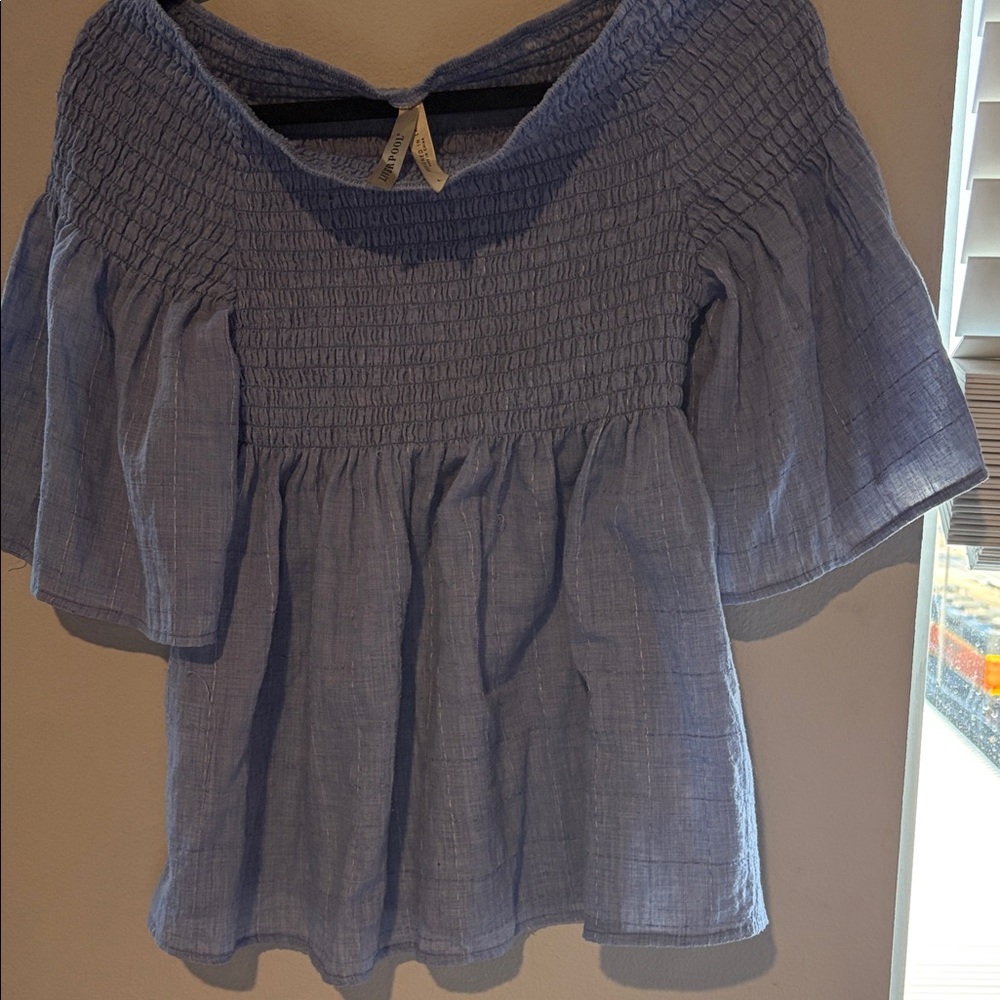 Liverpool Sky Blue Off-Shoulder Blouse